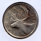 1943 Canada 25 Cents Silver Coin - Ef
