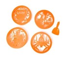 Set Of 4 Ez Pumpkin Carving Inserts Orange With Carving Tool And Scoop For Fruit
