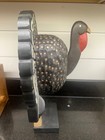 Vtg Wood Turkey 16   Hand Carved Painted Primitive Folk Thanksgiving Centerpiece