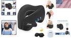 Travel Neck Pillow Memory Foam For Airplane Car Bed 2-in-1 Sleep Support