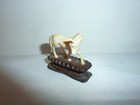 Delicate Antique Horse Figure Miniature Asian Oriental 1 75  Carving Wood Base
