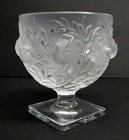 Lalique Elizabeth Frosted Sparrow   Vine Footed Vase Compote Bowl  5 1 4   