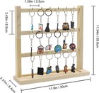 Wood Keychain Display Stand For Vendors And Home  Square Wooden 3 Levels
