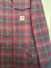 Carhartt Wool Parka Jacket Women L Large Gray Pink Plaid Coat Quilt Lined Hooded