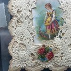Antique Victorian Paper Valentine 1800s Lace Overlay Floral Girl Handmade