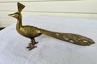 Vintage Pair Of Brass Peacock Figurine Statues 16 Inches Long W reticulated Tail