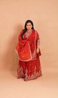 Women s Chinon Embroidered Kurti Palazzo Dupatta Set Indian Ethnic Wear