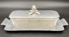 Vintage Rodney Kent - Hammered Aluminum Butter Dish W  Tulip   Lid   Tray  470