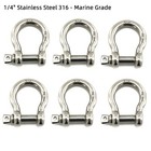 6pcs 1 4  316 Stainless Steel Anchor Shackle Clevis Shackle D Ring Snap Shackle