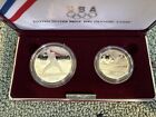 1992 Olympic Silver Commem Proof Coin Set   Baseball Dollar   Gymnast 50c W  Box