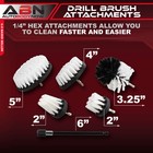Abn 1 4in White Soft Bristle Drill Scrubber Brush Kit - 5pc With 1pc Extension
