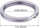 100-pack 1 Inch 25mm Silver Nickel-plated Steel Split Key Rings Keychain