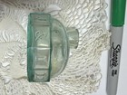 2 Vintage Retro Aqua Clear Glass Inkwell Bottles  1 W embossed Ltrs  1 Flat Side