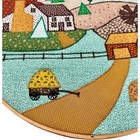 Vtg 18 5  80s Boho Folk Art Fabric Patchwork Embroidered Farm Scene Wall Hanging