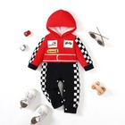 Baby Boy Outfit Clothes Race Car Driver Hooded Romper Red-long6-12 Months