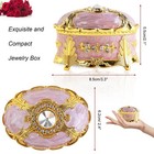Vintage Purple Oval Jewelry Box  Metal Small Trinket Box portable Mini Jewelr   