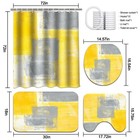 4pcs Bathroom Shower Curtain Sets With Rugs yellow And Grey Painting Art Bath   