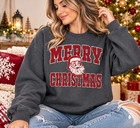 Vintage Merry Christmas Sweatshirt  Retro Santa Claus Graphic Crewneck
