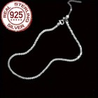 Women Shiny Sterling Silver 925 Chain Anklet Foot Ankle Bracelet Costume Jewelry