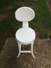 Vtg Antique White Metal Kitchen Stool Youth Chair Farmhouse Industrial Shabby Ch
