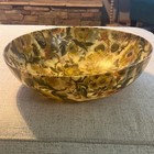 Vintage 70s Fiberglass Floral Salad Bowl Yellow Orange Green Mid Century Modern