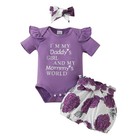 Newborn Baby Girl Clothes Romper Bodysuit Tops shorts headband 3pcs Outfits Set