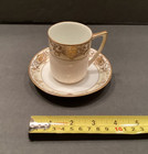 Noritake 175 Christmas Ball Flat Demitasse Cup   Saucer Set   3 Green Backstamp 