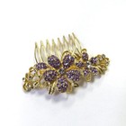 Gold Lavender Light Purple Rhinestone Crystal Hair Comb Wedding Evening Formal