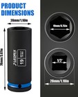 1 2  Drive Deep Impact Socket  19mm Socket  Cr-mo  Metric  6 Point