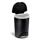 Gallon Trash Can  Black Plastic Semi-round Step