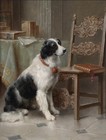 Vintage Oil Painting Antique Style Border Collie Dog Vintage Animals Art Decor