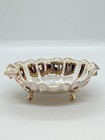 Vintage 800silver Ornate Dish     Stunning Victorian Style Oval Bowl 4 Raised Feet