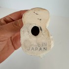 Vintage Ceramic Dog Figurine Red Bow Gray Blue Ears Made In Japan Cute Kitsch