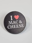 I Love Mac   Cheese Lapel Pin Black   White With Red Heart