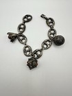 Antique 800 Silver Etruscan Revival Filigree 3 Charm Bracelet Rare Signed Read