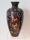 Vintage Blue Cloisonne Vase With Multiple Colors - Flowers And Butterflies - 8 