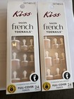 2x kiss Salon French Pedicure  artificial Fake 24 Glue-on Toe Nails Dgtn01v3 new