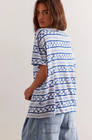 Nwot We The Free Free People Nina Printed Tee Blue Floral Combo Large