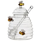 Glass Honey Jar With Dipper And Lid Clear Glass Beehive Pot Jelly Container