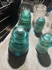 Vintage Glass Insulator Lot Hemingray  H c  Co Aqua No 42  No 9and Clear Beehive