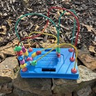 Vintage 80 s Playskool Busy Beads Bead Rack Maze Baby Toddler Activity Toy Blue