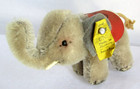 Vintage 4  Mini Steiff Gray Baby Elephant Mohair   Felt W  Button   Tag Germany