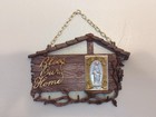 Vintage Bless Our Home Plastic Wall Hanging Key Holder Religious Mary Italy 