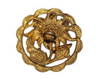 Antique Button Pierced Brass Flower With Prong Set Pastes Rhinestones Victorian