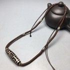 Rare Tibetan Old Agate Dzi 9 Eyes Bead Amulet Necklace S0527