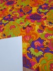 Awesome Rare Vintage Mid Century Retro 70s 60s Bright Floral Swirl Fabric  Look 