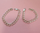925 Sterling Silver Bracelet Double Link Charm Chain 10mm Choose 6  Or 7  Usa