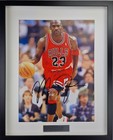 Michael Jordan  Autographed Canvas Hand Signed Framed W  Coa Free Shipping