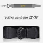 Womens Faux Leather Belt Wide Buckle Elastic Stretch Skinny Waist Dress