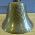 Pennsylvania Railroad Brass Bell With Turned Wood Handle 10    Great Sound Loud